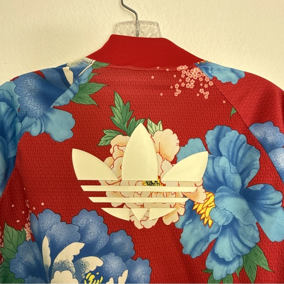 Adidas Red and Blue Floral Print Jacket Size XS - Picture 9 of 15
